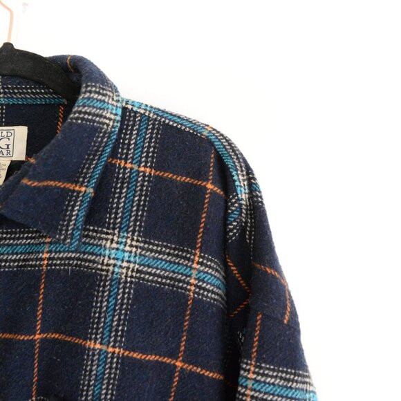 Vintage '90S Field Gear Navy Teal Checker Pattern 40% Wool Quarter Zip Sweater - Picture 12 of 13